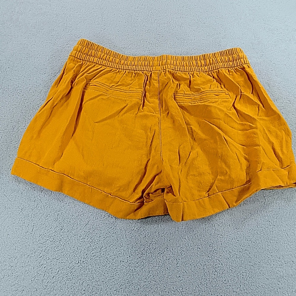Old Navy Womens Linen Blend Shorts Mustard Yellow Small Drawstring Pocket - Picture 11 of 13